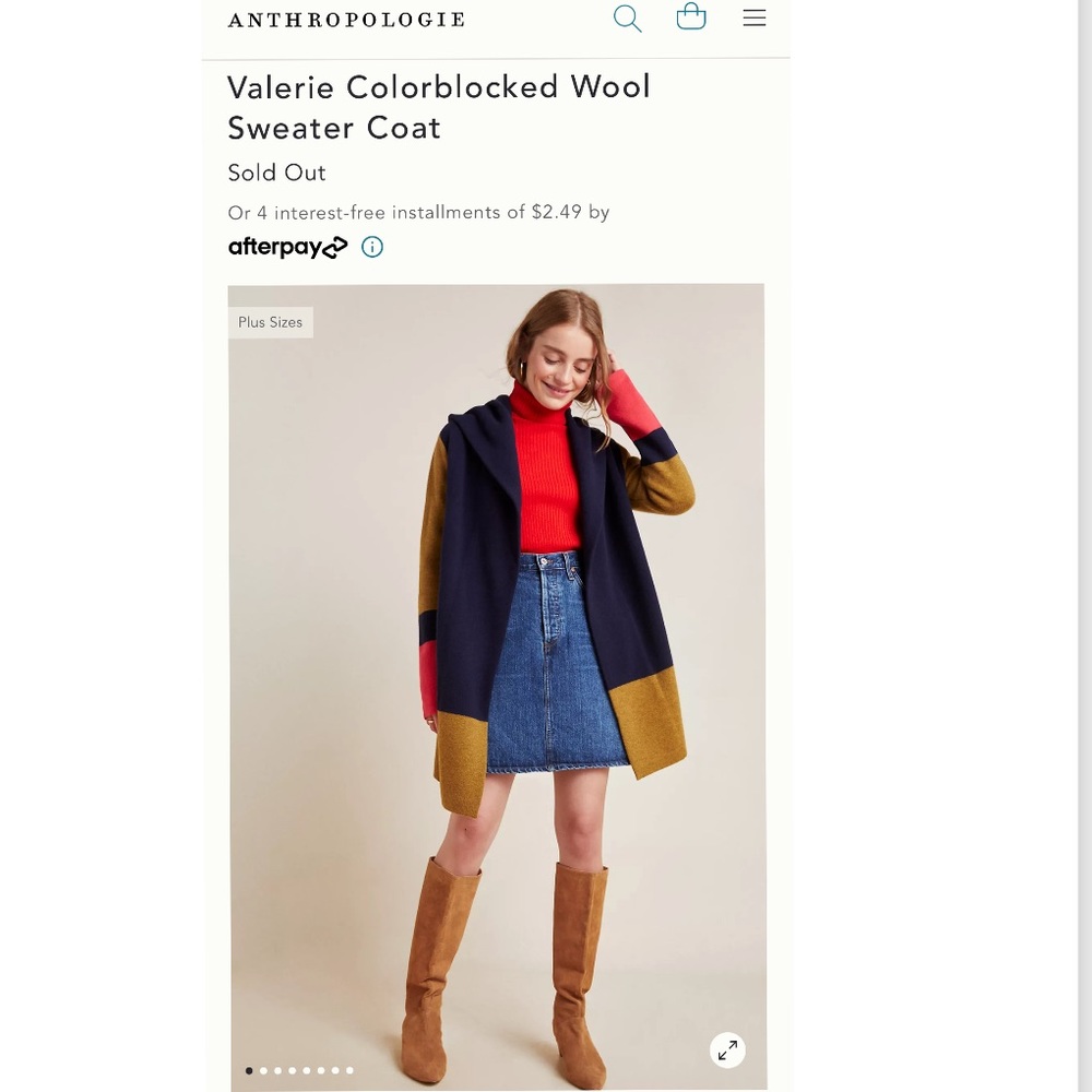 Anthropologie Valerie Colorblocked Wool Coat SZ MP